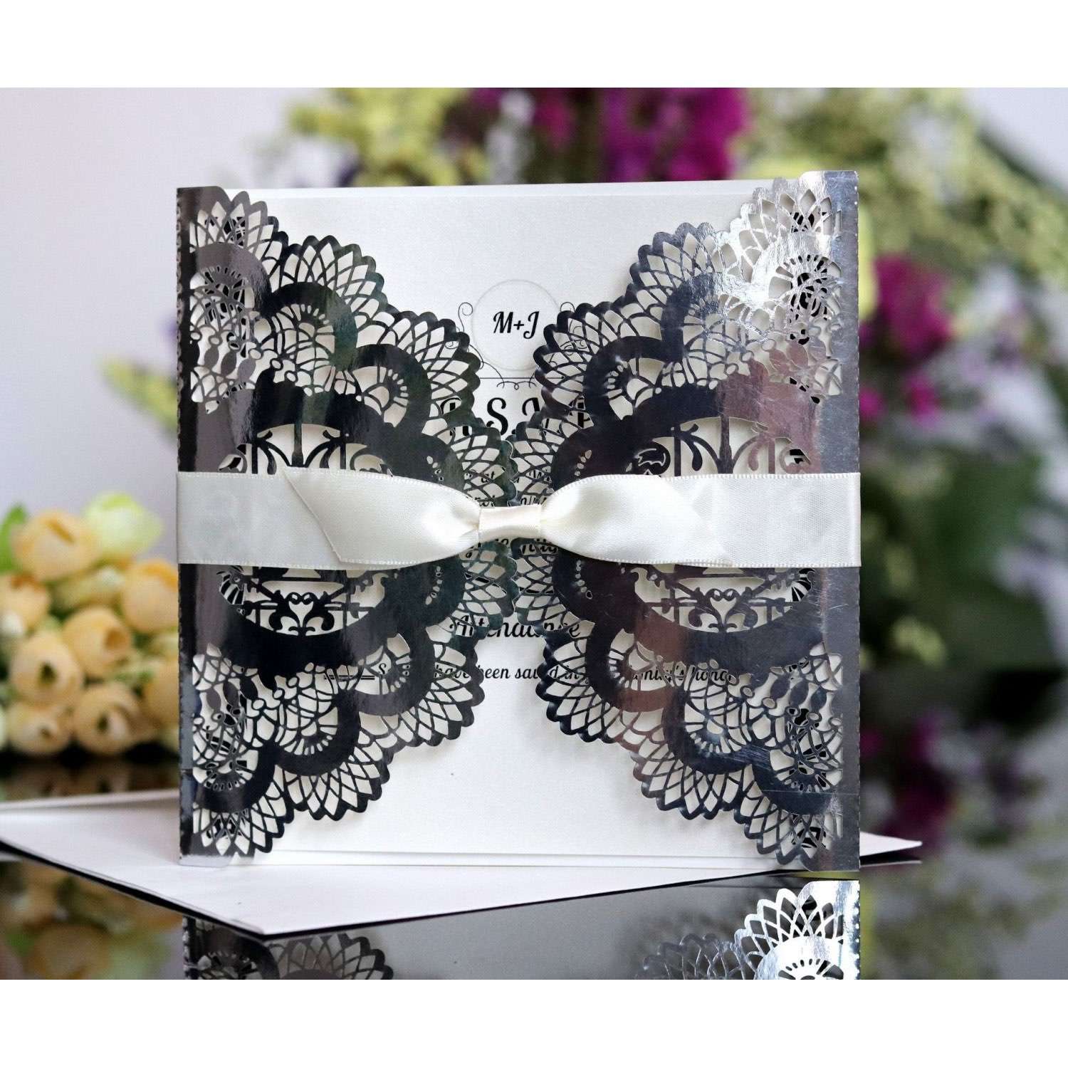 Invitation Card Laser Cut Reflective Paper Wedding Supplies Golden Invitation Wholesale